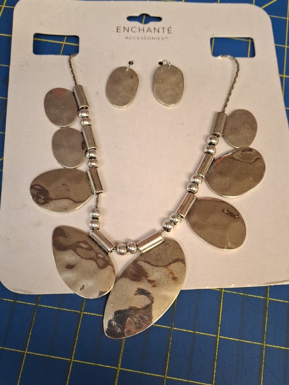 Enchante Silver Tone Necklace & Earring Set New